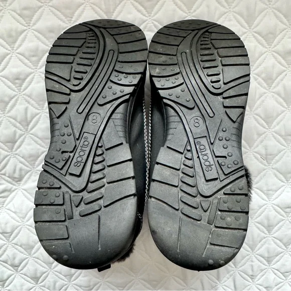 Sporto Black Winter Zip-Up/Toggle Boots with Gray Faux Fur Trim Size 8 - Picture 8 of 13